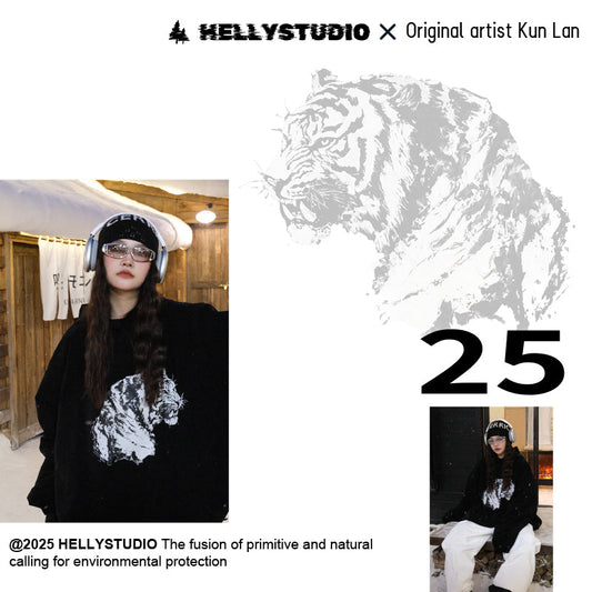 Snow Tiger Ski Hoodie: Animal Print Ski Wear by Hellystudio
