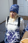 HELLYSTUDIO Blue and White Porcelain Style Ski Trousers Baggy —— Uisex