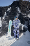 HELLYSTUDIO Blue and White Porcelain Style Ski Shell Jacket —— Uisex