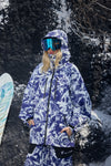 HELLYSTUDIO Blue and White Porcelain Style Ski Shell Jacket —— Uisex