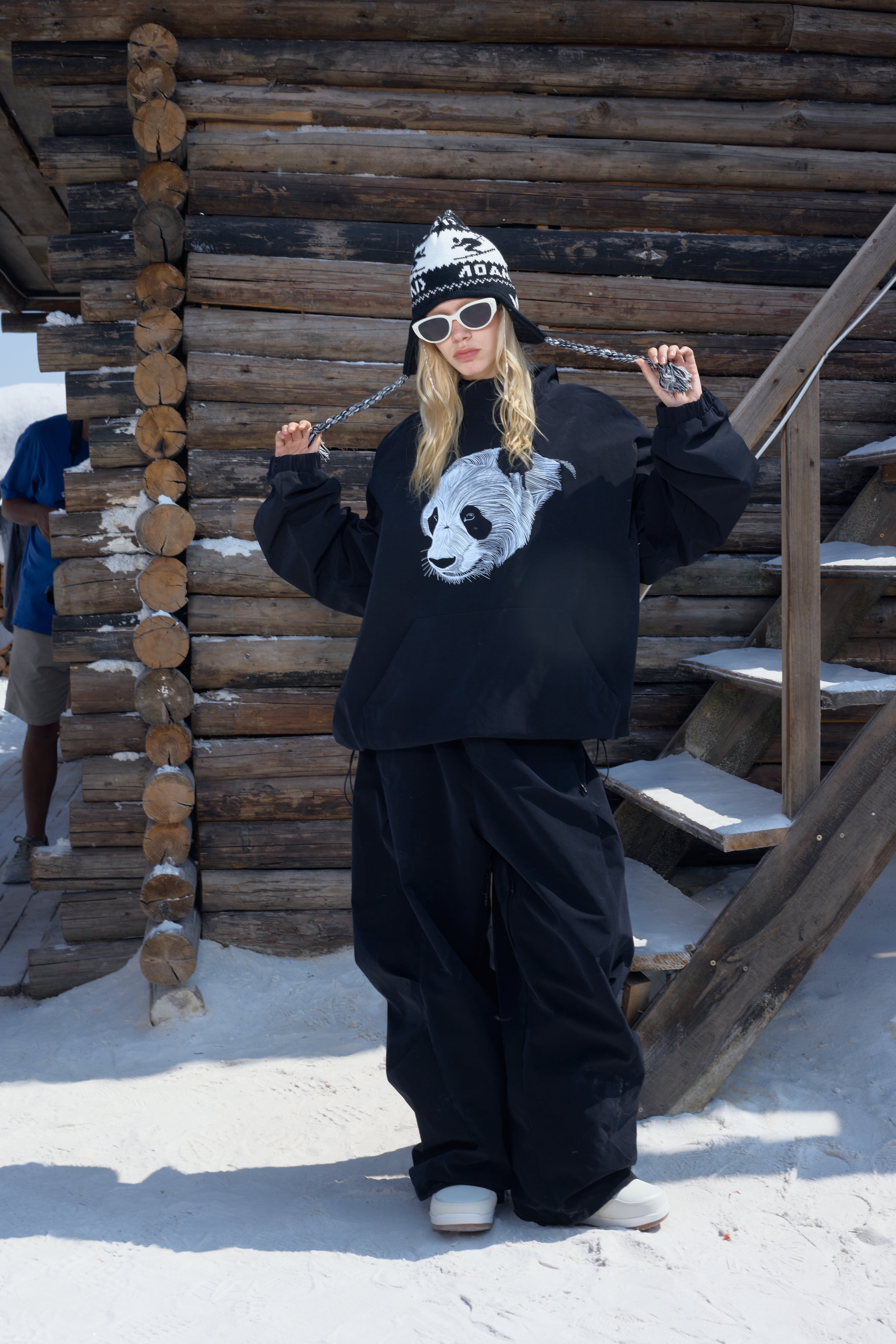 Panda Print Snowboard Hoodie – Waterproof Unisex | Hellystudio