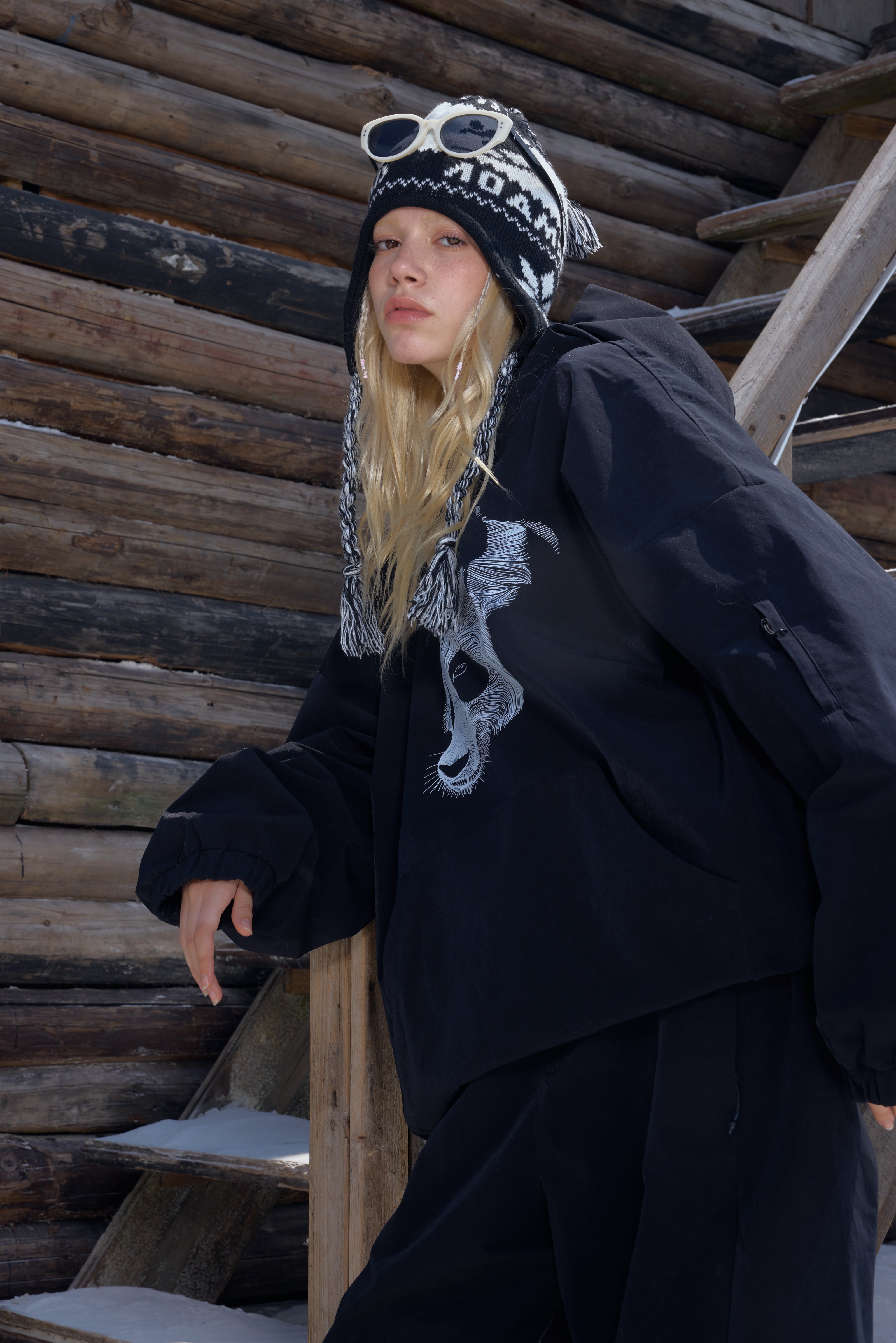 Panda Print Snowboard Hoodie – Waterproof Unisex | Hellystudio