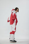 HELLYSTUDIO Grey Spliced with Red Baggy Snowboard Pants - Unisex