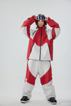 HELLYSTUDIO Grey Spliced with Red Baggy Snowboard Pants - Unisex