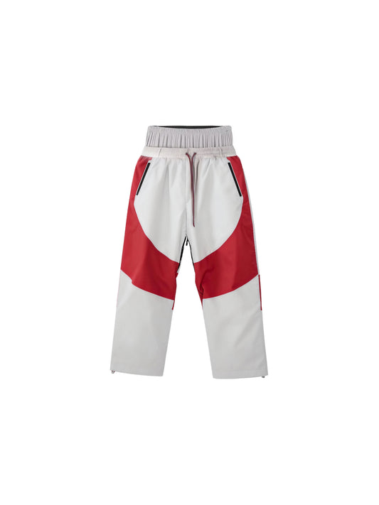 HELLYSTUDIO Grey Spliced with Red Baggy Snowboard Pants - Unisex