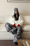Hellystudio Zebra Print Baggy Waterproof Snow Pants Unisex