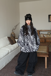 Hellystudio Zebra Print Color Block Snowboard Jacket – Unisex