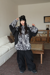 Hellystudio Zebra Print Color Block Snowboard Jacket – Unisex