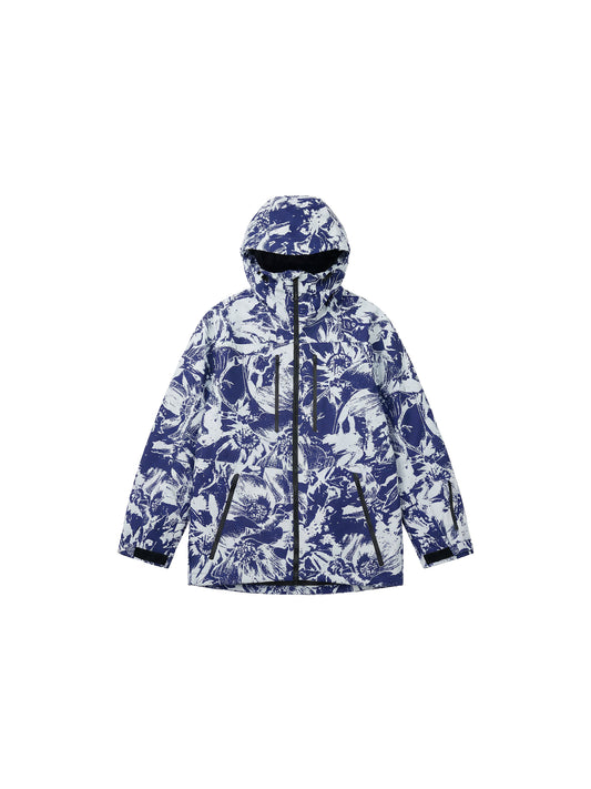 HELLYSTUDIO Blue and White Porcelain Style Ski Shell Jacket —— Uisex