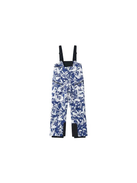 HELLYSTUDIO Blue and White Porcelain Style Ski Trousers Baggy —— Uisex