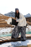 Hellystudio Zebra Print Baggy Waterproof Snow Pants Unisex