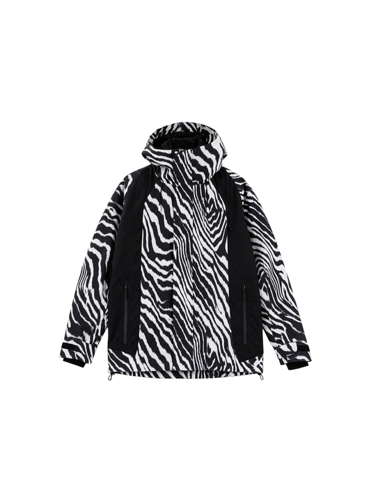 Hellystudio Zebra Print Color Block Snowboard Jacket – Unisex