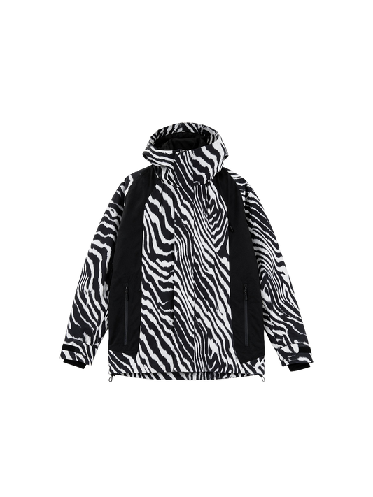 Hellystudio Zebra Print Color Block Snowboard Jacket – Unisex