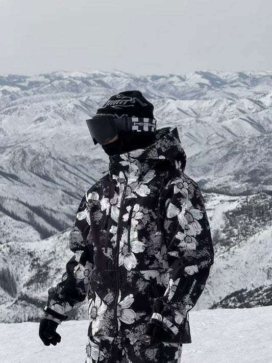 HELLYSTUDIO Printed Flower Professional Ski Shell Jacket - Unisex