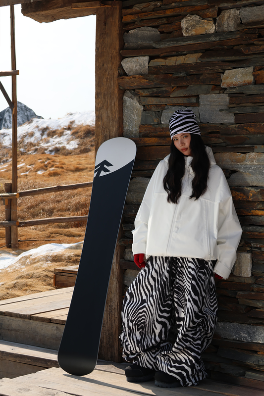 Hellystudio Zebra Print Baggy Waterproof Snow Pants Unisex
