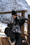 Hellystudio Zebra Print Color Block Snowboard Jacket – Unisex