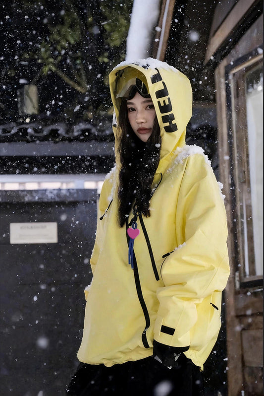 HELLYSTUDIO Creamy white and yellow 3L Snow Jacket - Unisex