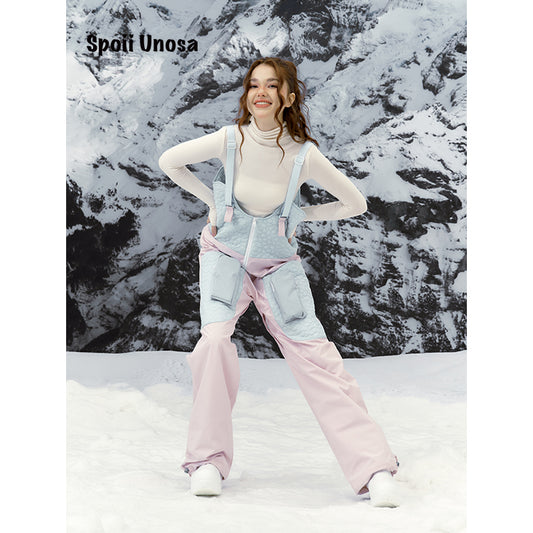 HELLYSTUDIO Blue Splicing Ski Trousers Baggy —— Women