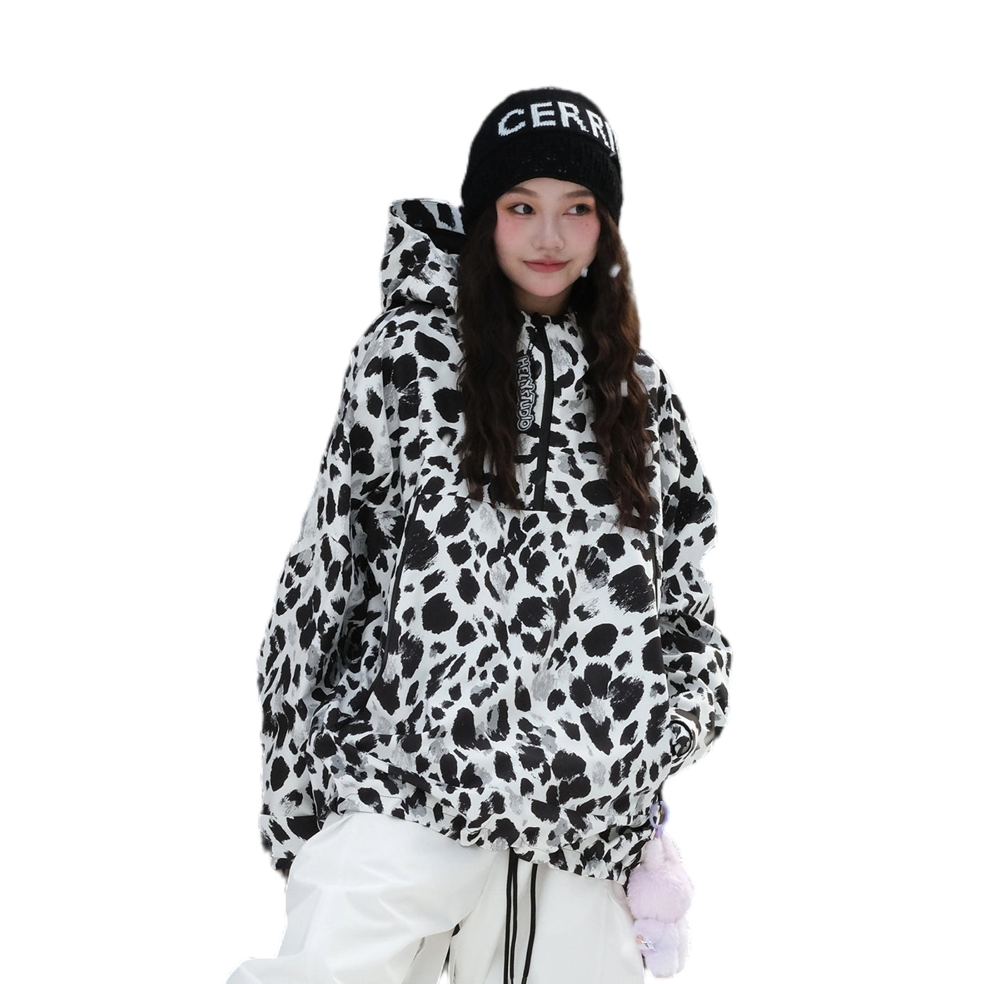 Leopard Snowboard Hoodie Jacket – 3L Waterproof | Hellystudio